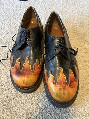 Sapato Oxford Masculino Antigo Anos 90 Tredair Flame 8 Feito Inglaterra Punk Fire Goth - Imagem 1 de 4