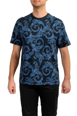 Camiseta de manga corta Versace para hombre azul marino con estampado de logotipo barroco EE. UU. XL IT 54 Foto 1 de 4