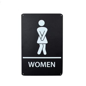 Stick Figure Funny Bathroom Sign Ladies Room Commercial Bar Restroom Wall Decor - Picture 1 of 4