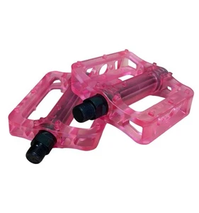 BMX Fahrrad Pedale Resin Cr-Mo 9/16" Achse flach Plattform Crystal Pink - Bild 1 von 6