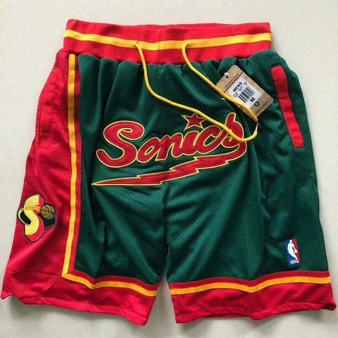 Men's Stitched Pants Seattle Supersonics Vintage Basketball Game Shorts S-3XL Cover