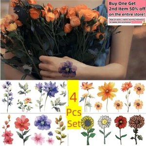Juego de 22 flores - Pegatinas tatuajes falsos temporales impermeables brazo pierna arte corporal - Imagen 1 de 7