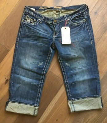 SEE THRU SOUL CAPRI, CROPPED WOMENS JEANS sz31 Vintage Indigo NWT - Image 1 of 4