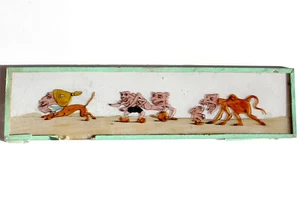 JOLIE ANCIENNE PLAQUE EN VERRE POUR LANTERNE MAGIQUE, MONSTRES, CARICATURE XIXe - Imagen 1 de 4