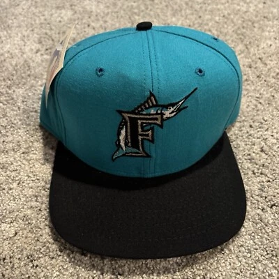 Винтажная бейсболка 90-х New Era Florida Marlins профессиональная модель никогда не носилась новая с ценниками - Изображение 1 из 3