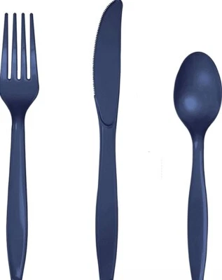 Navy Blue Plastic Assorted Cutlery, 24 Count - Image 1 of 2