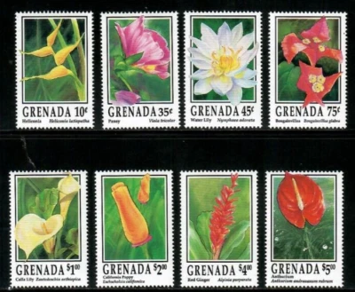 Grenada 1993 - Flowers Orchids - Set Of 8 Stamps - Scott #2183-90 - MNH - Image 1 of 3