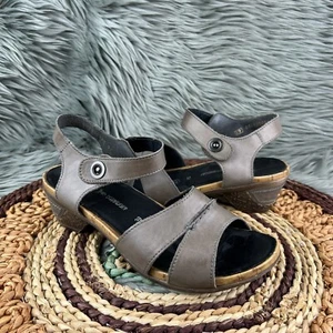 Remonte Dorndorf Sz 39 / 8 US Leather Taupe Tan Ankle Strap Heeled Sandals - Picture 1 of 7