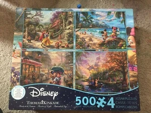 DISNEY- THOMAS KINKADE- 4 X 500 PIECE JIGSAW PUZZLES- OPEN BOX- 18"X14" - Picture 1 of 3