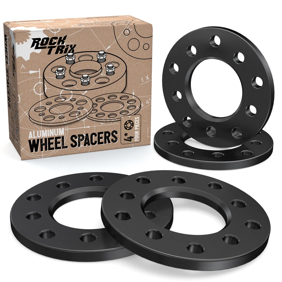 Espaciadores de rueda planos 4 piezas 1/2" negros 5x5 y 5x5,5 para Dodge Ford Chevy Chrysler Foto 1 de 4