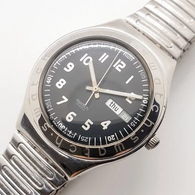 1997 Black Day Date 瑞士斯沃琪讽刺不锈钢男士腕表 — 第 1/4 张图片