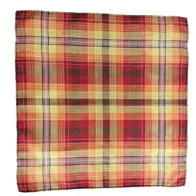 Vintage Fall PLAID Womens Handkerchief Hankie 11x11 Red Orange Yellow - Image 1 of 4