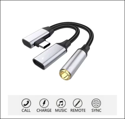 2 in 1 Type-C USB C to 3.5mm AUX Audio Headphone Jack Adapter Charger Cable New - Image 1 of 4