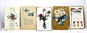 ATQ Postcards Greetings Used Best Wishes Birthday Christmas Lot of 5 - Picture 1 of 8