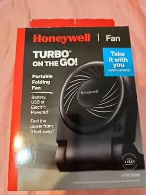 Ventilador personal portátil pequeño USB/Batería negro Honeywell HTF090B Turbo on the Go Foto 1 de 4