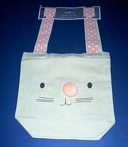 Hallmark EASTER Bunny Gift Bag Canvas Tote with Pink Ears & Pink Fluffy Nose NWT - Picture 1 of 4
