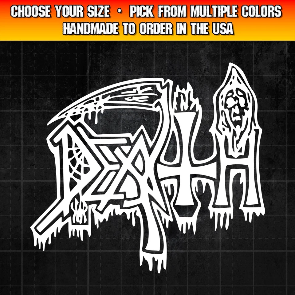 Death Decal for Cars, Trucks, Laptops, Death Metal Decal, Heavy Metal Sticker - Image 1 of 1