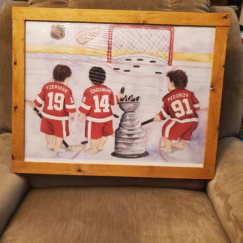 Detroit Red Wings Poster Print Yzerman Shanahan Federov Kids Stanley Cup Framed Cover