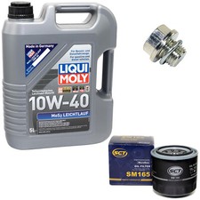 Engine Oil Set 10W-40 5 Liter + Oil Filter SM 165 + Screw for Suzuki Alto Swift II