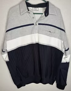 Vintage 90s Classics by Palmland Collar Shirt Mens XL Gray Blue Banded Grandpa - Picture 1 of 7