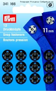 Prym 12 Snap Fasteners for Sewing 11 mm Black 341166 - Picture 1 of 1