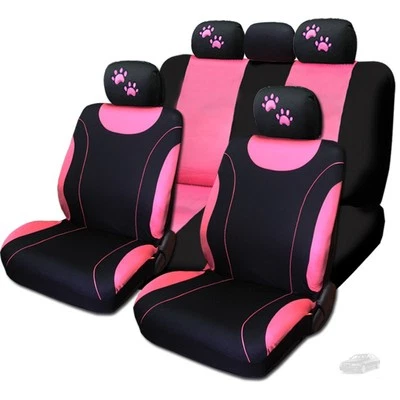 Fundas de asiento de coche para Audi nuevas delanteras y traseras negras y rosas patas reposacabezas cubierta Foto 1 de 4