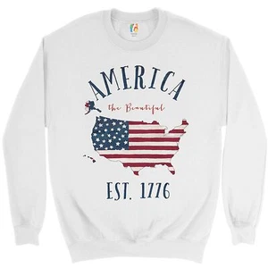 America the Beautiful Est. 1776 Sweatshirt Patriotic 4th of July USA Crewneck - Picture 1 of 11