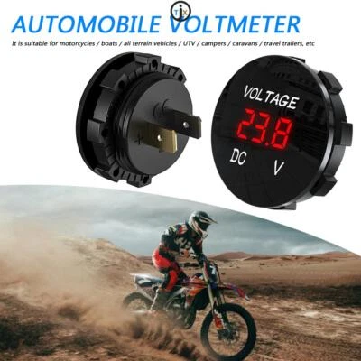 12V-24V Auto Auto Motorrad LED Voltmeter DC neu Panel Digital Voltage Volt Meter - Bild 1 von 4