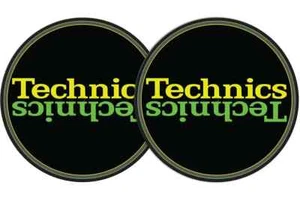 Technics Logo DJ Slipmats, felt (pair, Double Yellow with white logo print) - Picture 1 of 4