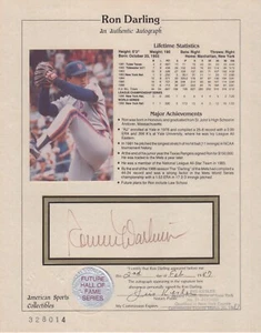 Ron Darling Full Signature Signed 8x10 Stat Sheet Auto with B&E Hologram - Picture 1 of 1