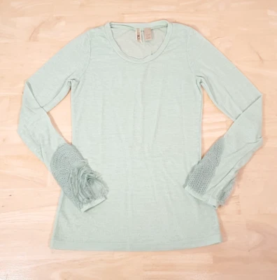 BKE полупрозрачный вафель трикотажа блузка женщин Sz L свет новом зеленый детализированные манжеты - Изображение 1 из 4