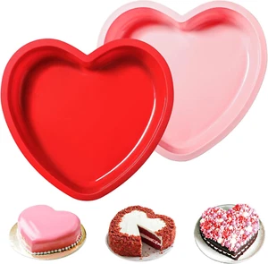 Silicone Heart Shaped Cake Pans, 8 Inch Nonstick Heart Cake Pan Valentine'S Day - Picture 1 of 12