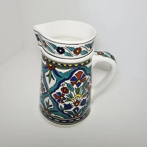 Signed Ceramic Studio Pottery Hand Painted Rhodish Motif Greece Pitcher VTG - Picture 1 of 12