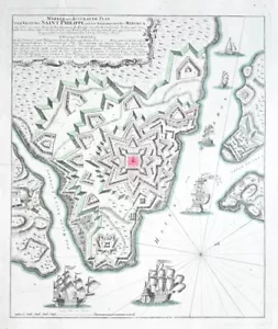 1756 Menorca Balearen Minorca Seven Years' War Kolorierte Kupferstich-Landkarte - Bild 1 von 1