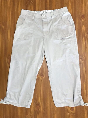 Pantalones Lee Caqui Mujer Talla 10M Cintura Cómoda Elastizados Beige Recortado Capri Foto 1 de 4