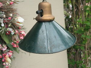 Original Green Tin Shade Ceiling Light Fixture Borger Coal Co. Chicago #2  