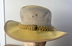 Cappello DPC Dorfman Safari Outback marrone ventilato fascia intrecciata berretto safari LEGGI - Foto 1 di 12