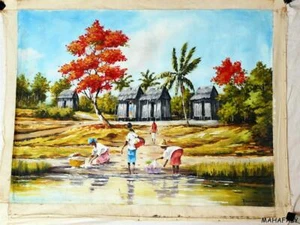 Ölgemälde Nr.07 von Raniramanga 80 x 60 cm Dorfszene Madagaskar Afrika Malerei - Foto 1 di 1