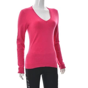 Tommy Hilfiger Women Long Sleeve Pullover V-Neck Sweater Plain Pink Size Small S - Picture 1 of 7