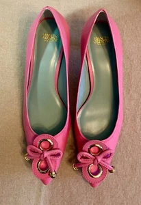 Frances Valentine Elizabsc Pink Pump Shiny Glove Nappa Kitten Heal Sz 7.5 NWB - Picture 1 of 5