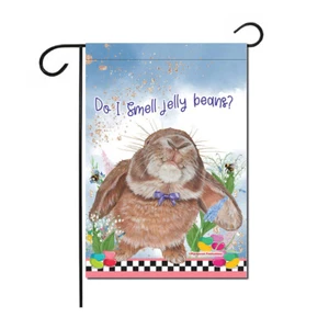 Bunny Floppy Eared Lop Eared Brown Rabbit Floral Garden Flag Double Sided 12 x 1 - Picture 1 of 1