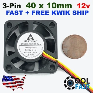12V 40mm Cooling Fan 2/3pin DC Computer Case CPU Cooler 40x40x10mm 4010 7 Blade - Picture 1 of 5
