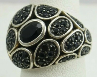 Anillo de lava John Hardy Kali guijarro plata esterlina/calcedonia negra/zafiro negro Foto 1 de 4