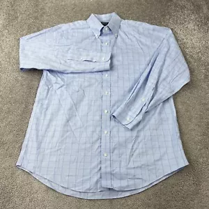Jos A Bank Traveler Button Up Shirt Men's 16.5 Long Sleeve Blue Plaid - Picture 1 of 8