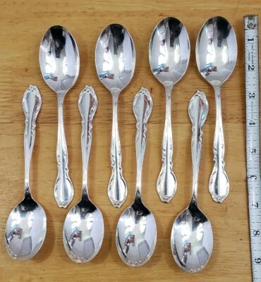 8 cucharas plateadas plateadas vintage de mediados de siglo 1959 Moonlight/Royal Victorian  Foto 1 de 4