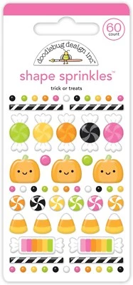 Doodlebug Sprinkles Puffy Stickers Halloween Trick or Treats Candy Corn Swirls