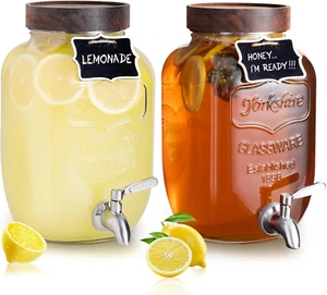 Glass Drink Dispenser for Parties, 1 Gallon Beverage Dispenser with Spigot Solid - Picture 1 of 9