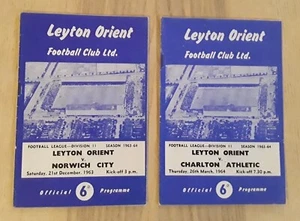 Leyton Orient 1963/64 Division 2 Selection of League Programmes from menu - Picture 1 of 3