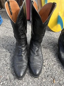 Lucchese men's Black Cowboy Boot Handmade in Texas Western Boots US 8 1/2 D - Picture 1 of 5