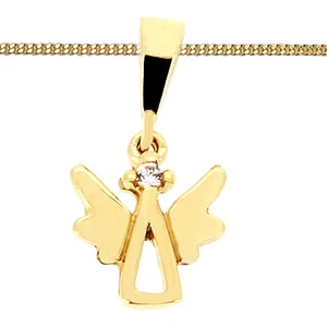 Baby Kinder Frauen Zirkonia Schutz Engel Echt Gold 585 mit Kette Silber vergold - Bild 1 von 5
